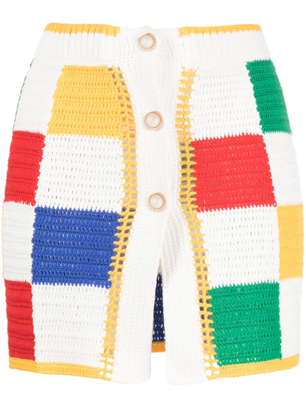 Casablanca checked crochet-knit miniskirt