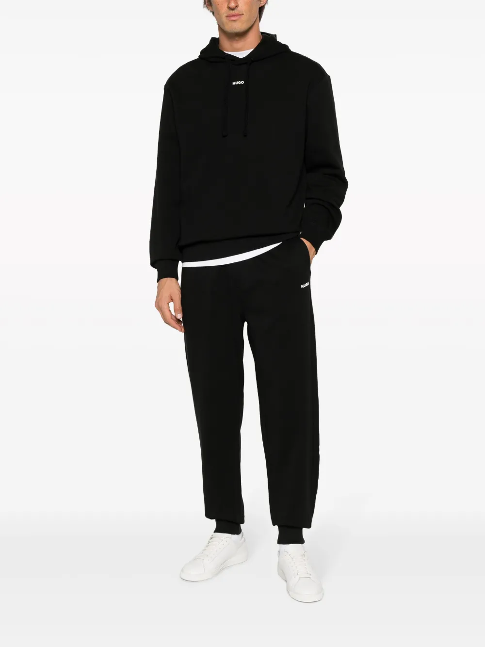 HUGO logo-print cotton-terry tracksuit - Zwart