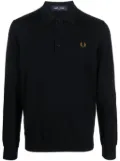 Fred Perry logo-embroidered long-sleeve polo shirt - Blue