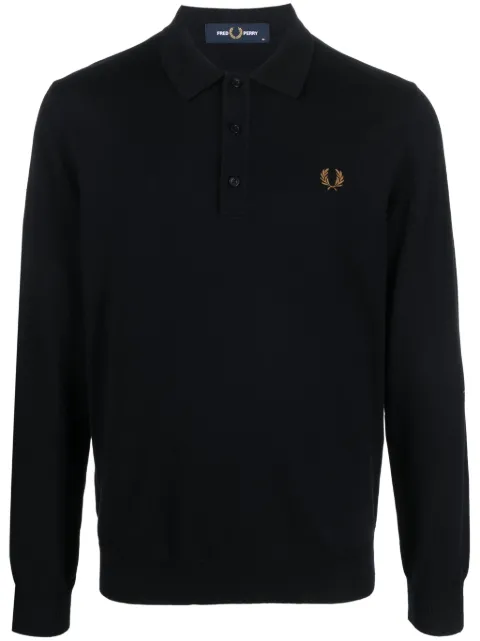 Fred Perry logo-embroidered long-sleeve polo shirt