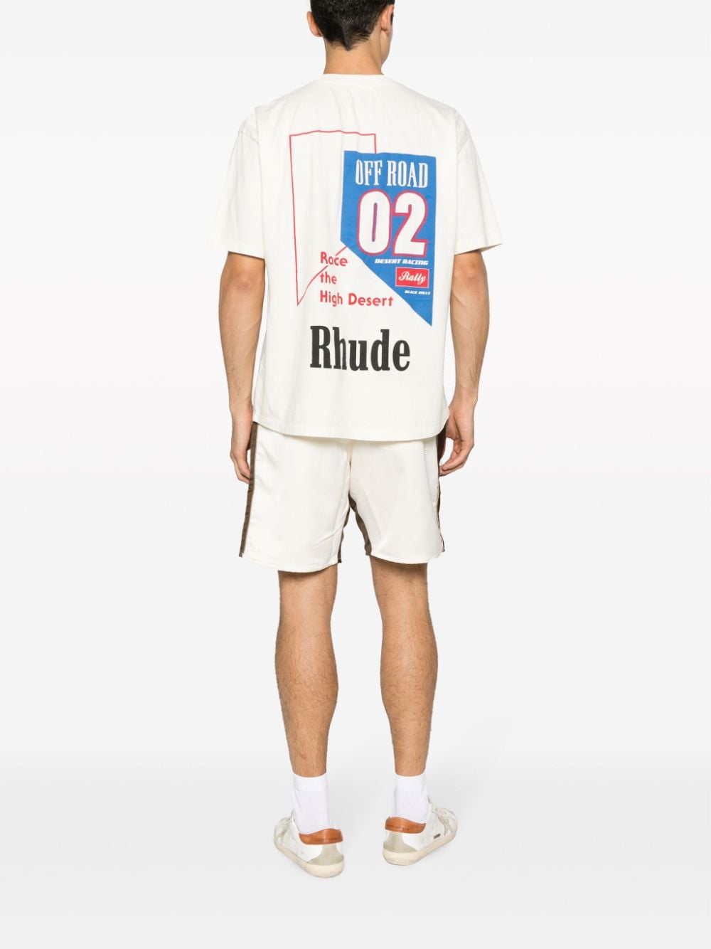 Shop Rhude Logo-print Cotton T-shirt In White