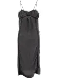 GANNI tulle-trim charmeuse slip dress - Grey