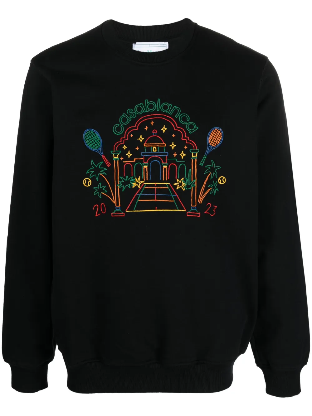 Casablanca Rainbow Crayon Temple Organic-cotton Sweatshirt In Black