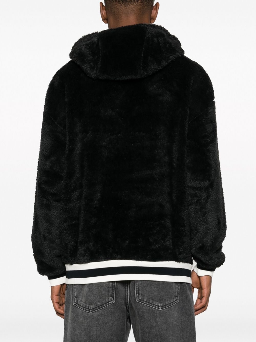 Shop Polo Ralph Lauren Logo-embroidered Faux-shearling Hoodie In Black