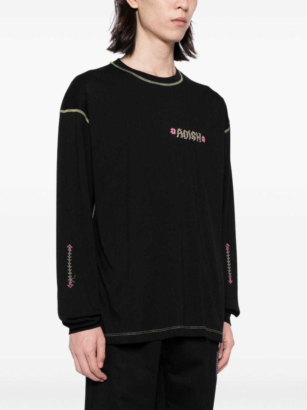 Shop Adish Tatreez Logo-embroidered T-shirt In Black