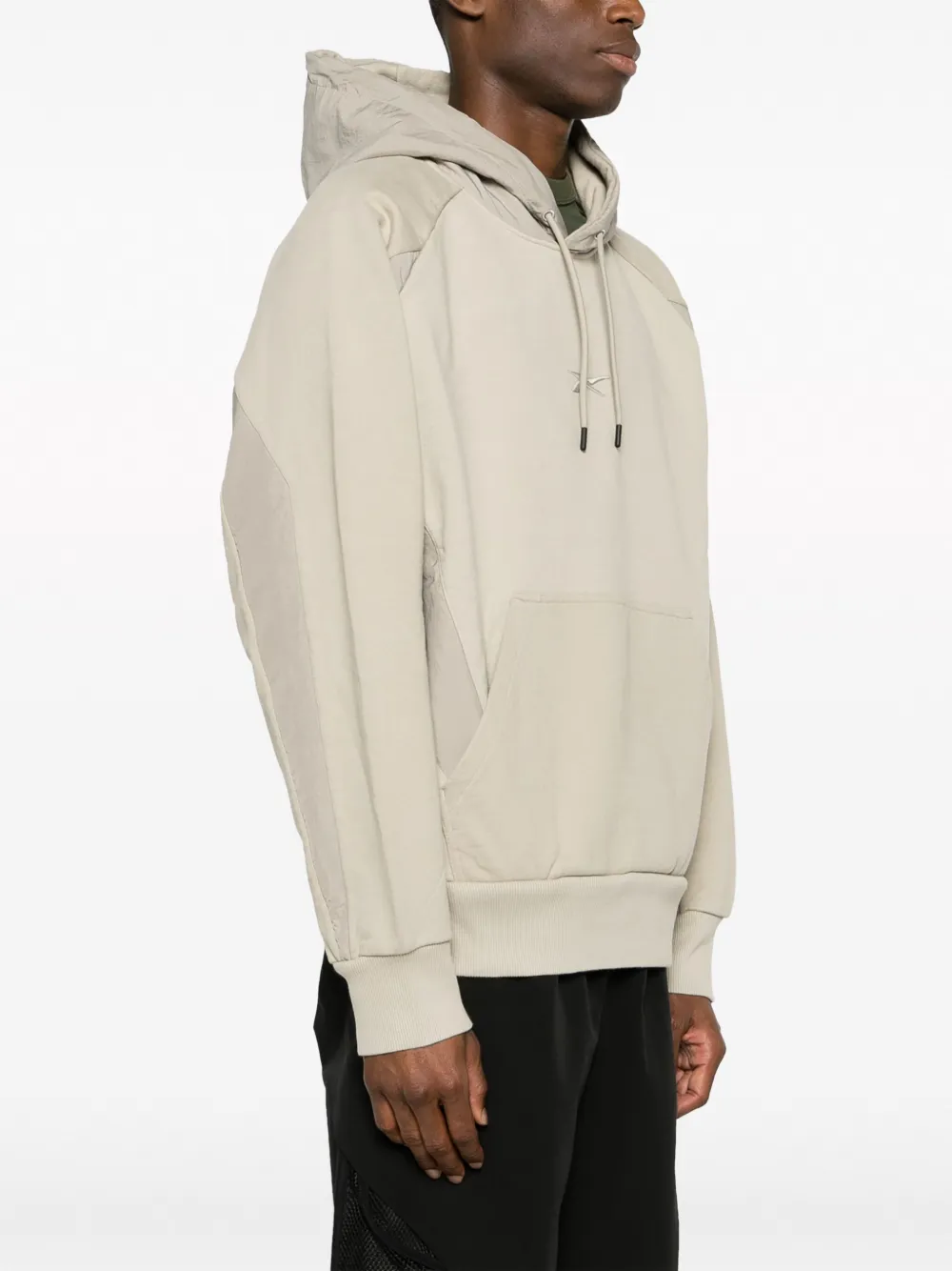 Shop Reebok Logo-embroidered Cotton Hoodie In Neutrals