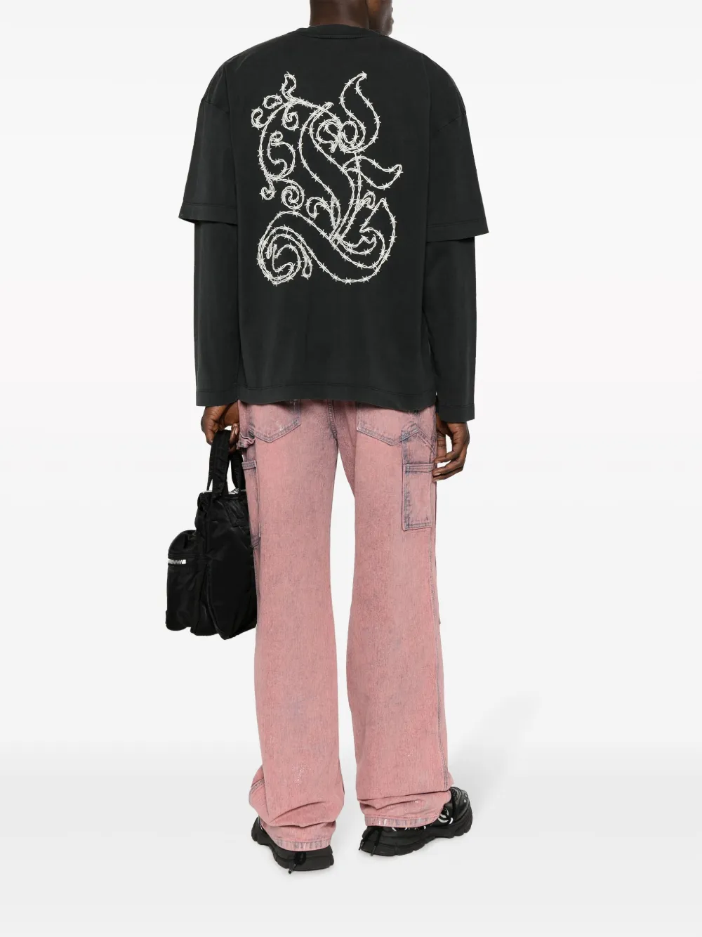 Etudes Goudron Wire layered design T-shirt - Grijs
