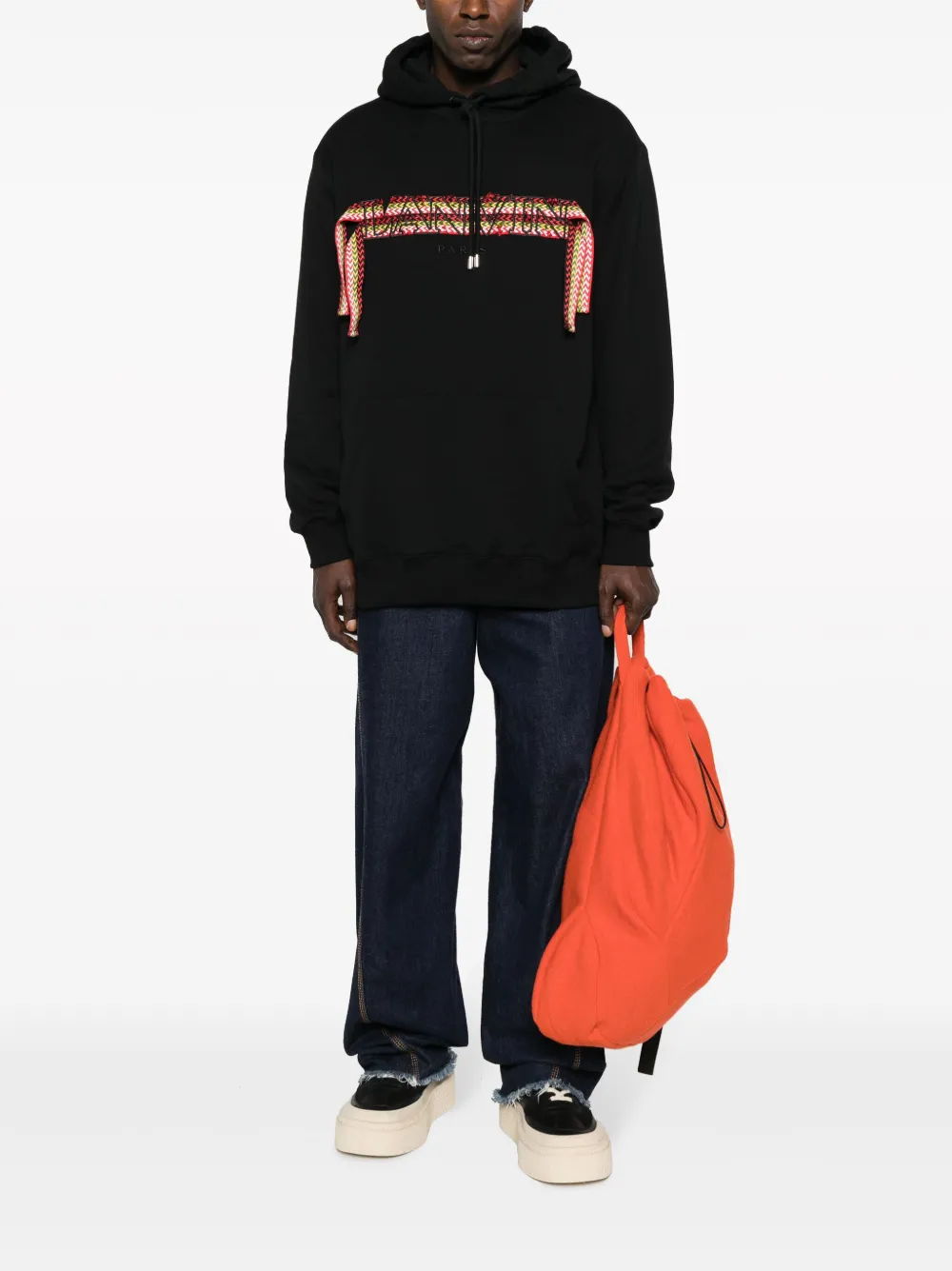 Lanvin oversized logo-appliqué hoodie - Zwart