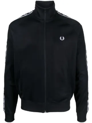 Black fred perry track jacket best sale