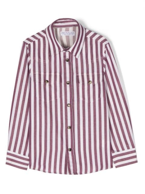 Brunello Cucinelli Kids stripe-print cotton shirt