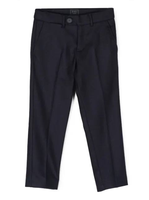 Fay Kids pressed-crease textured straight-leg trousers