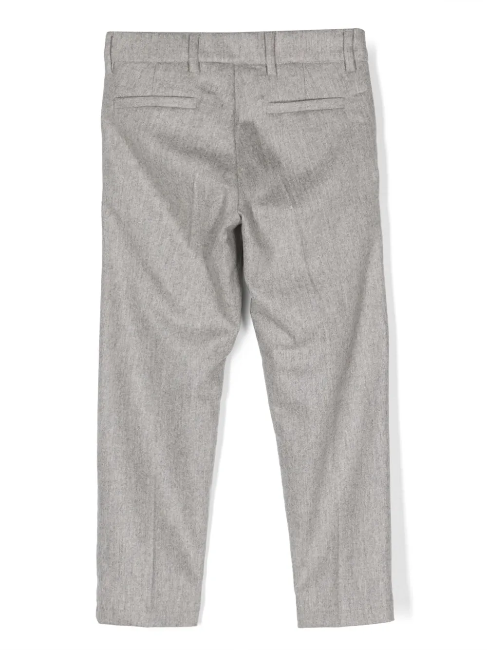 Fay Kids pressed-crease mélange straight-leg trousers - Grijs