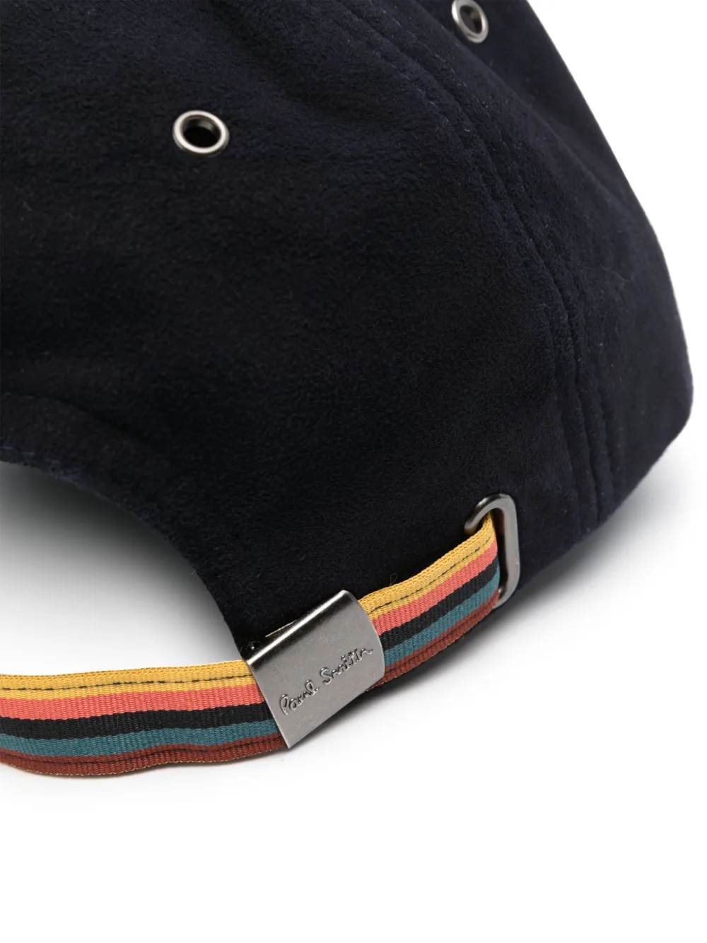 Paul Smith rainbow stripe-detail leather cap - Blauw