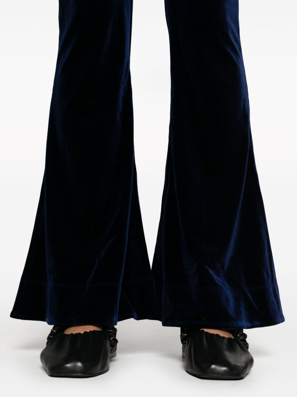 Shop Ganni Velvet Flared Trousers In Blue