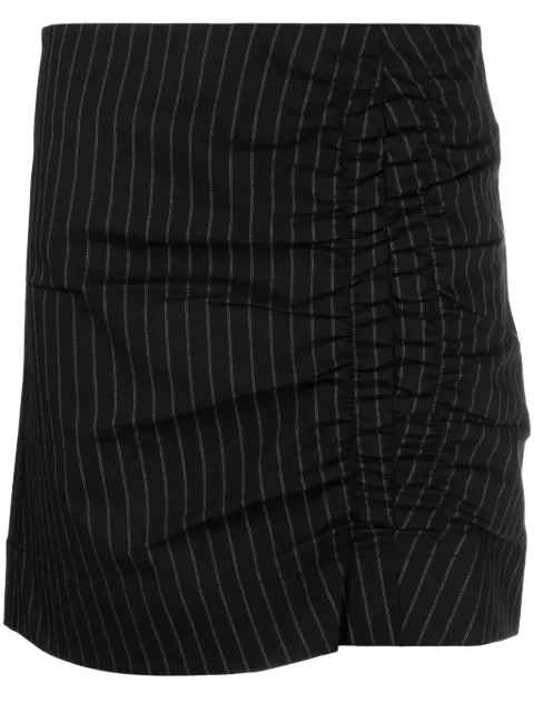 GANNI ruched striped miniskirt 