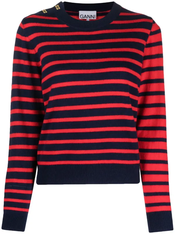 GANNI logo-jacquard crew-neck Jumper - Farfetch