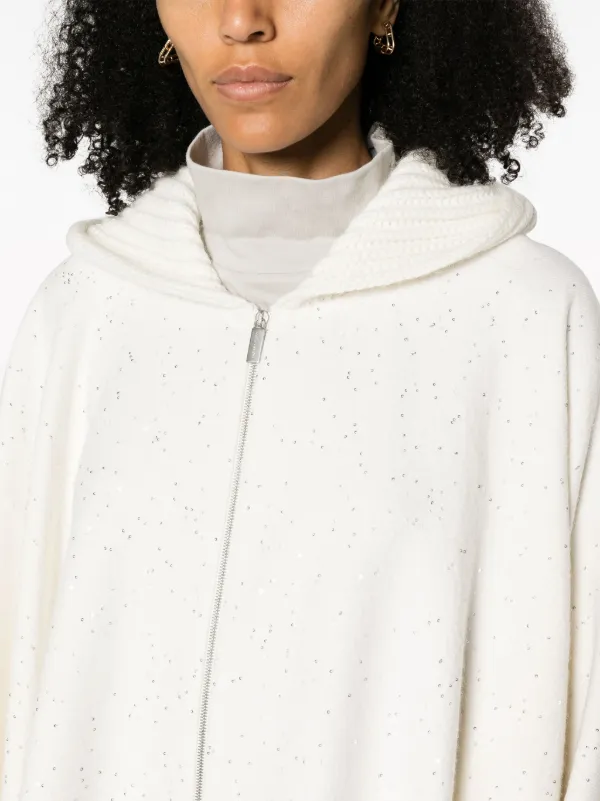 Fabiana Filippi Knitted zip-up Cape | White | FARFETCH