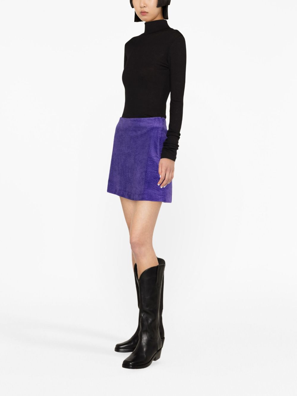Shop Ganni Organic Cotton-blend Corduroy Miniskirt In Purple