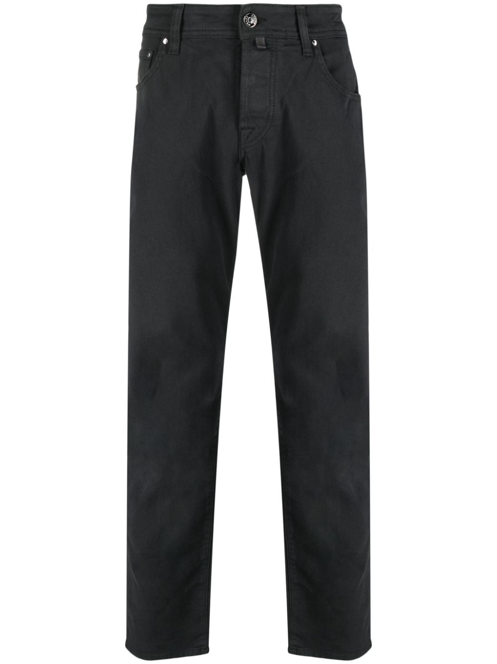 Jacob Cohen Low-rise Stretch-cotton Tapered Trousers In Grey