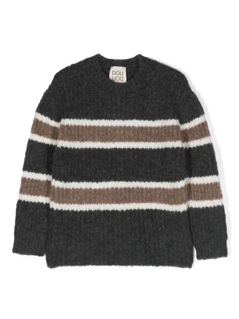 Douuod Kids striped intarsia-knit jumper