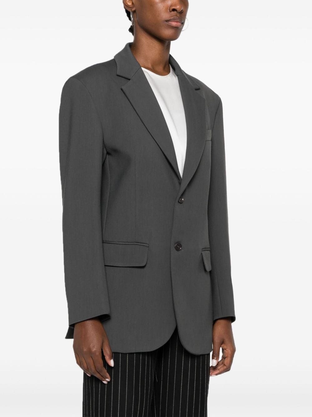 Shop P.a.r.o.s.h Single-breasted Notched-lapel Blazer In Grey