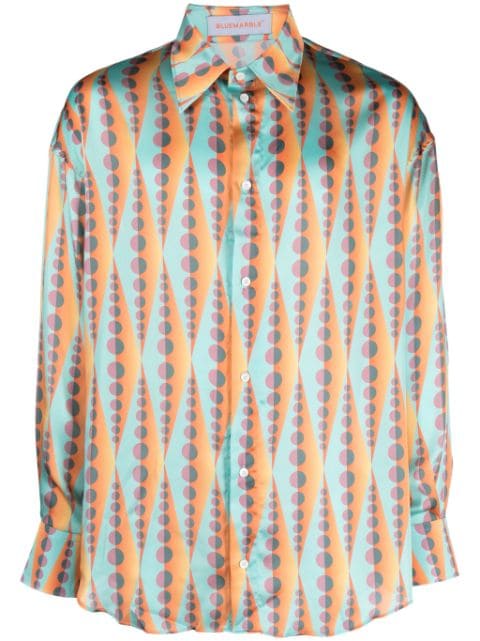 BLUEMARBLE Pop-print pointed flat collar shirt 