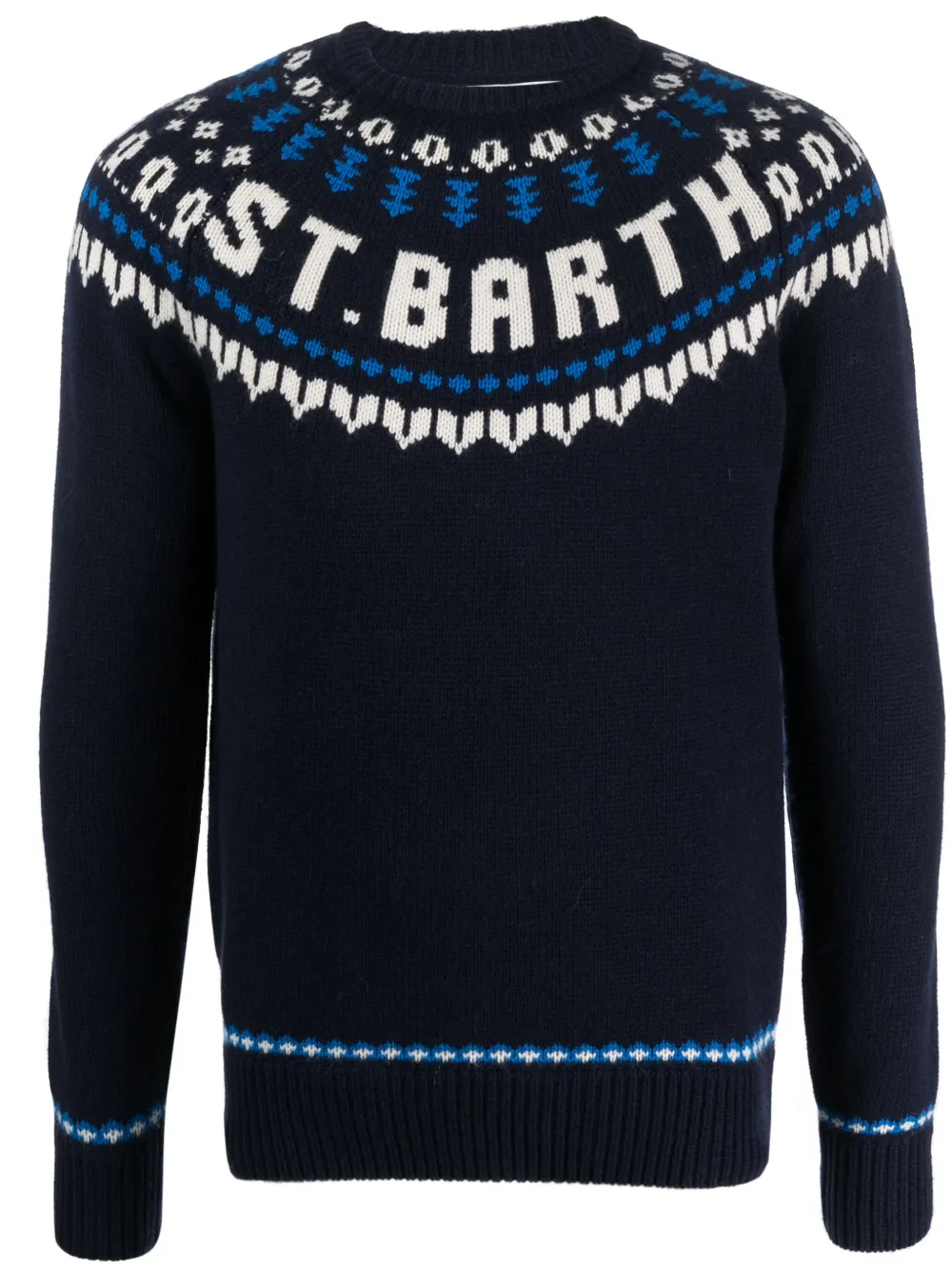 MC2 Saint Barth intarsia-knit logo jumper Blauw