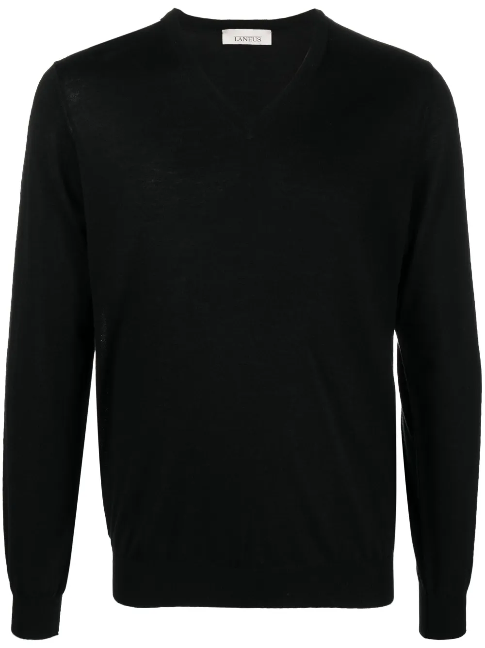Laneus pull en maille fine à col v - Noir Top Merken Winkel