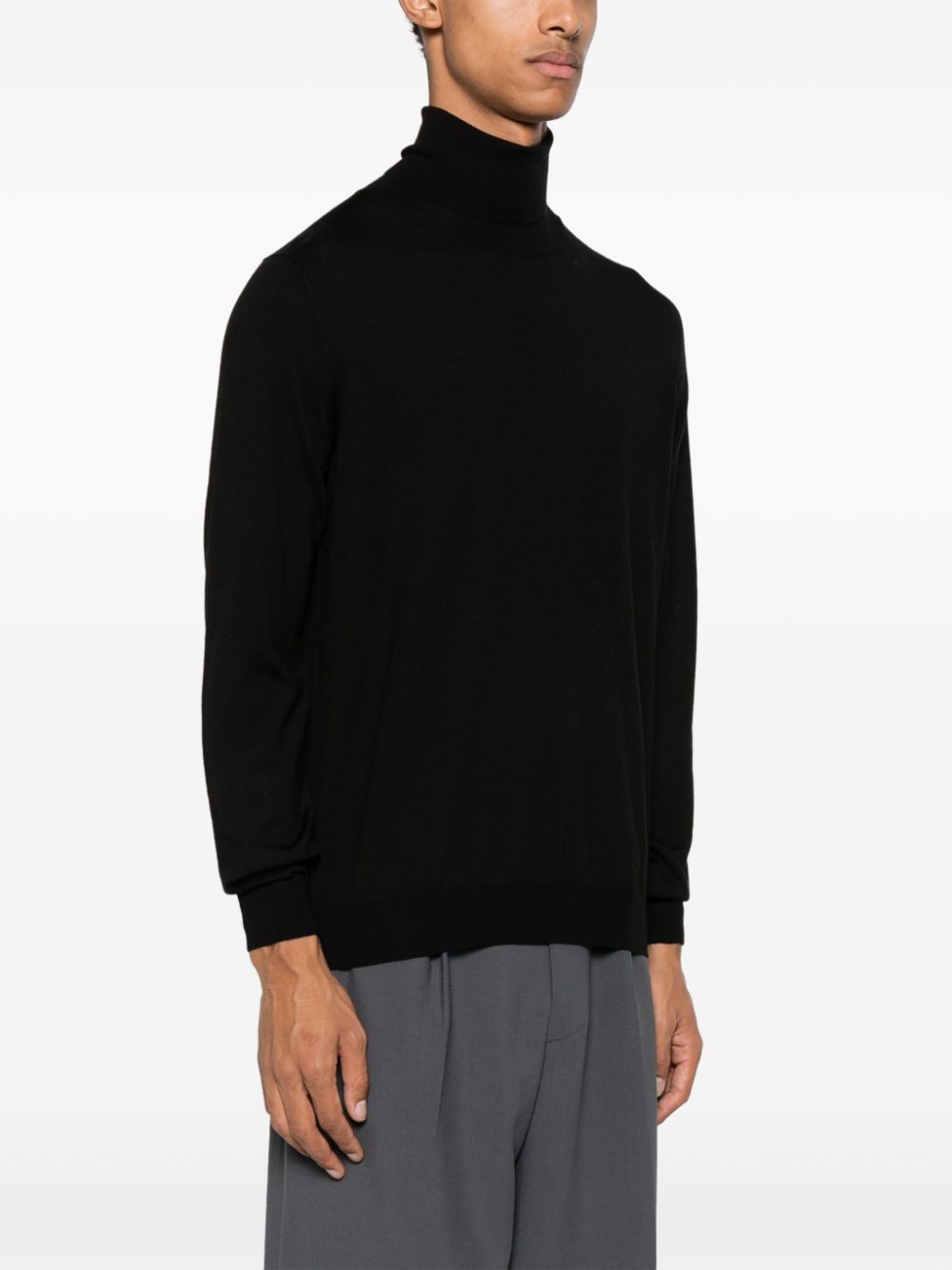 Shop Laneus Roll-neck Fine-knit Jumper In Black