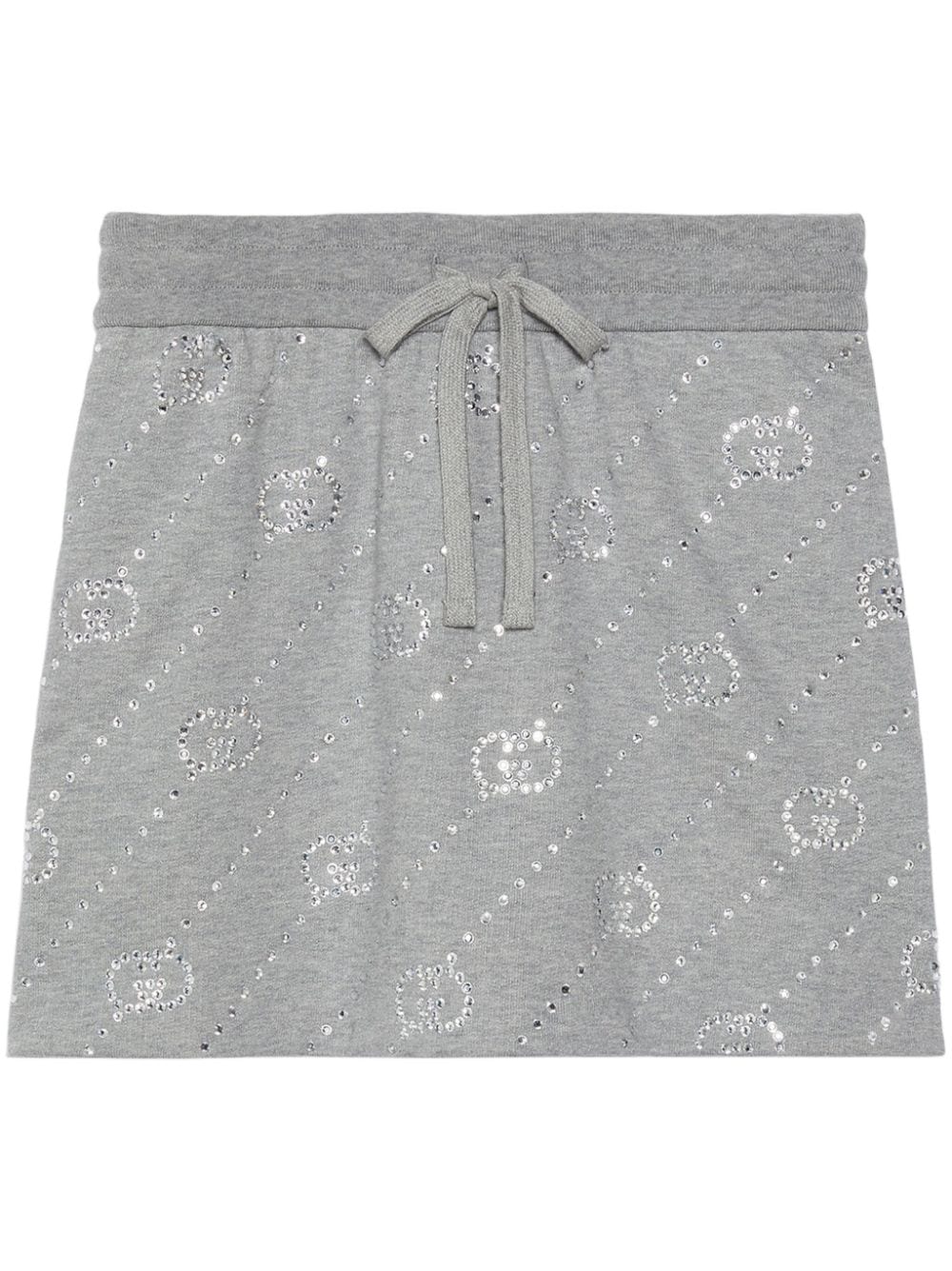 Gucci Crystal-embellished Interlocking G-logo Miniskirt In Grey