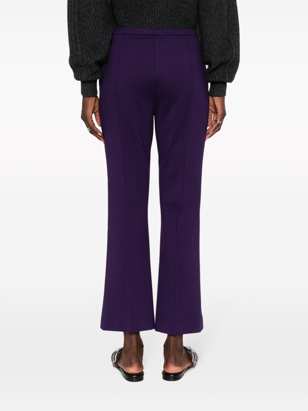 Shop Blanca Vita Cropped Tailored Trousers In Purple
