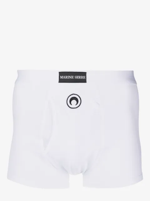 Marine Serre logo-embroidered fine-ribbed boxers