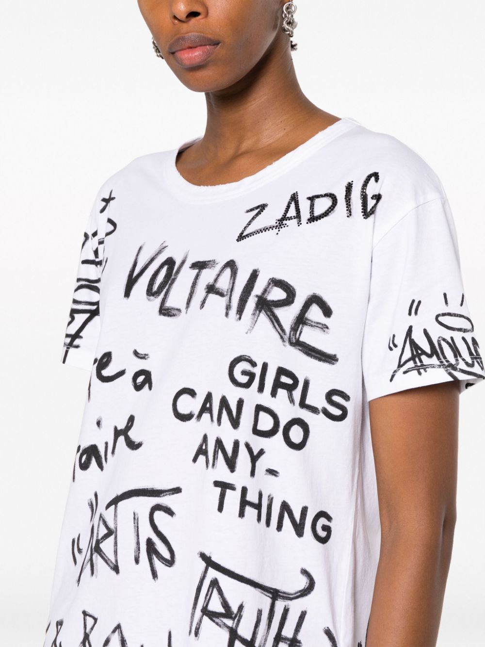 Shop Zadig & Voltaire Marta Logo-print Crew-neck T-shirt In White
