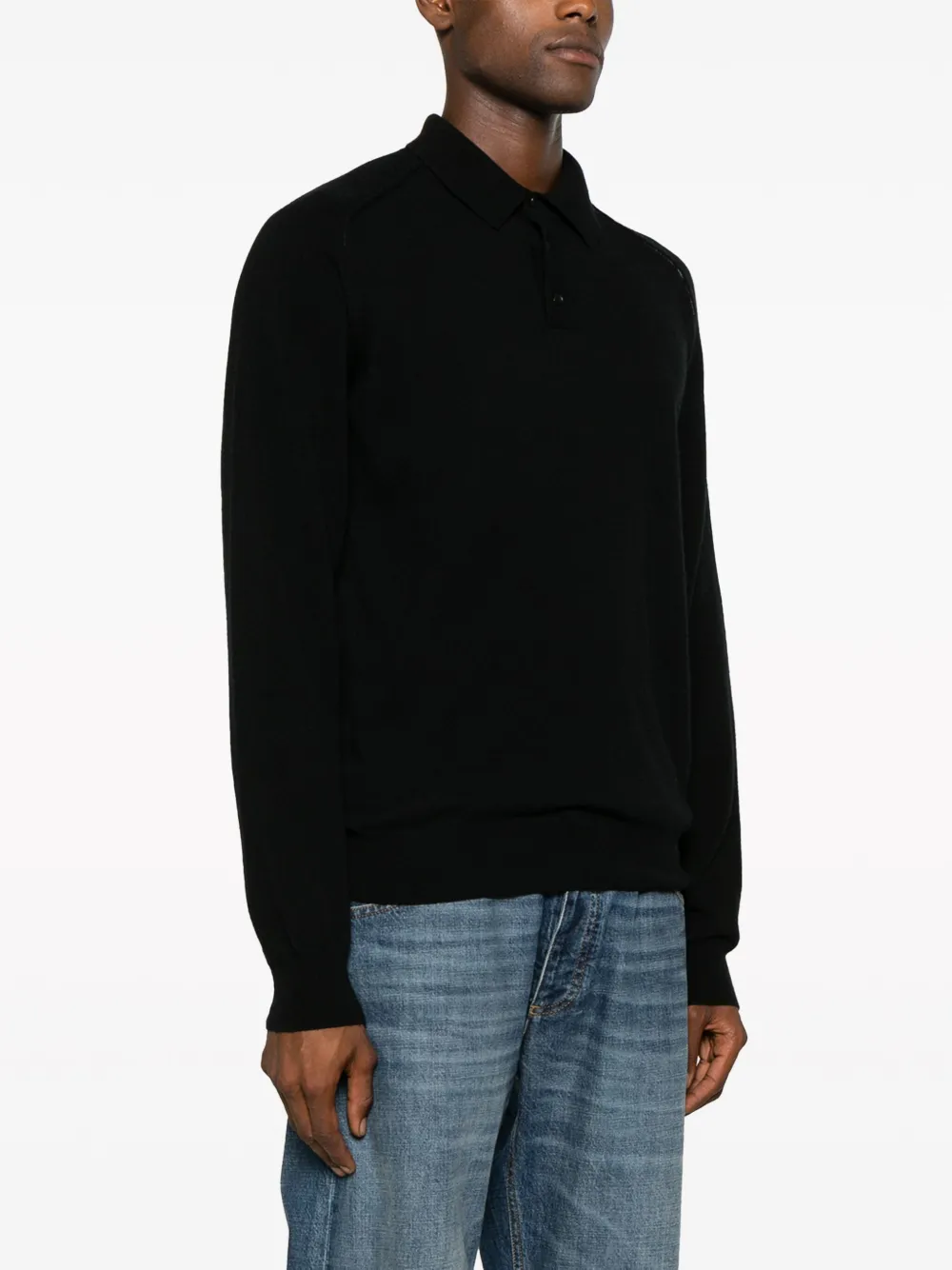 Roberto Collina Poloshirt met lange mouwen Zwart