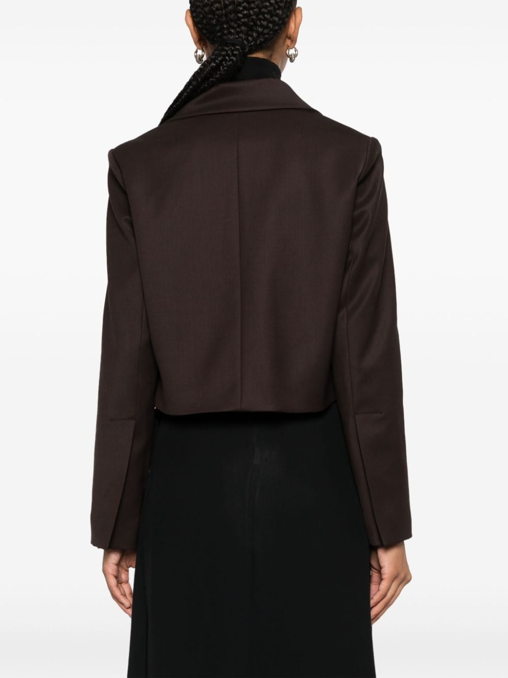 Shop Patou Cut-out Cropped Blazer In Brown