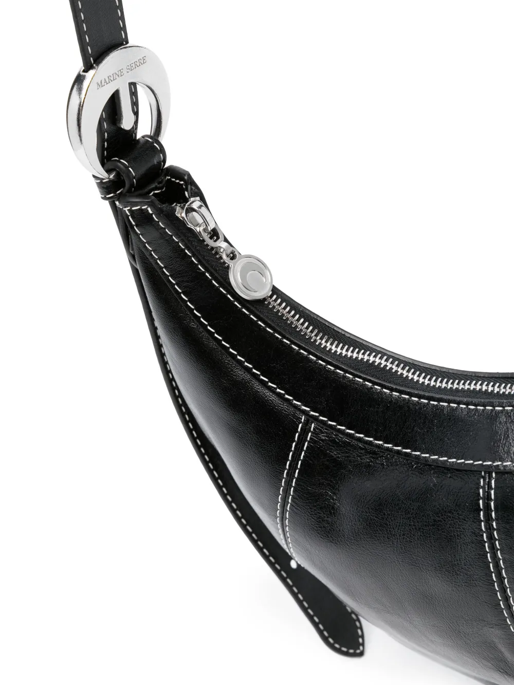 Shop Marine Serre Soft Moon Crossbody Bag In Black