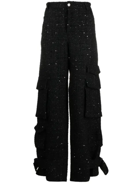 GCDS widw-leg tweed cargo trousers