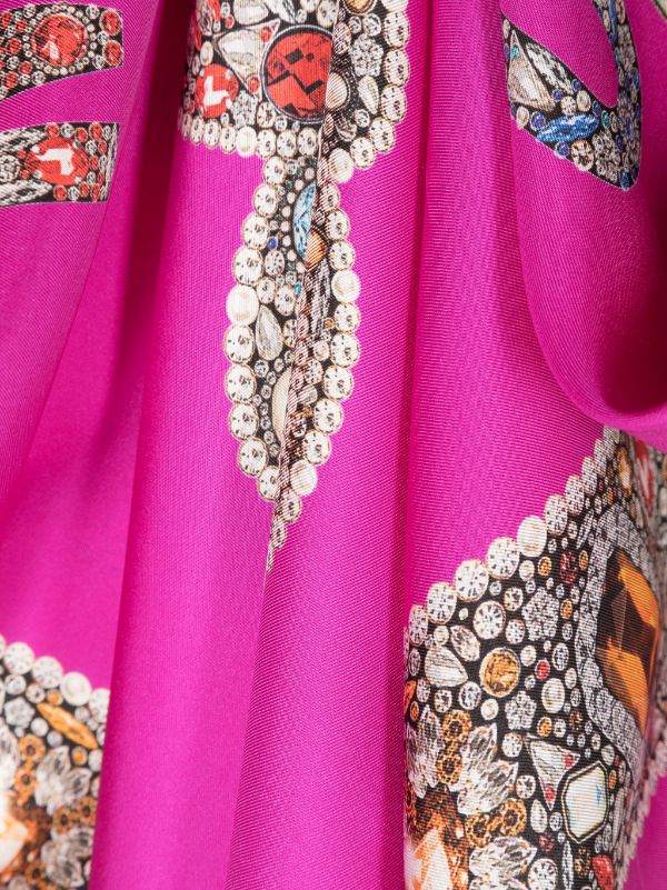 Rose Pink and Gold Scarf in Brocade Silk