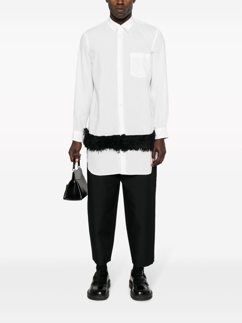 Shop Comme Des Garçons Homme Deux Faux Fur-trim Long-sleeve Shirt In White