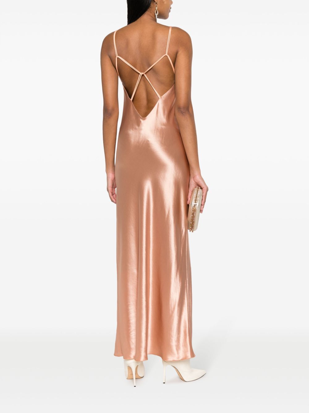 Forte Forte V-neck satin maxi slip dress - Roze