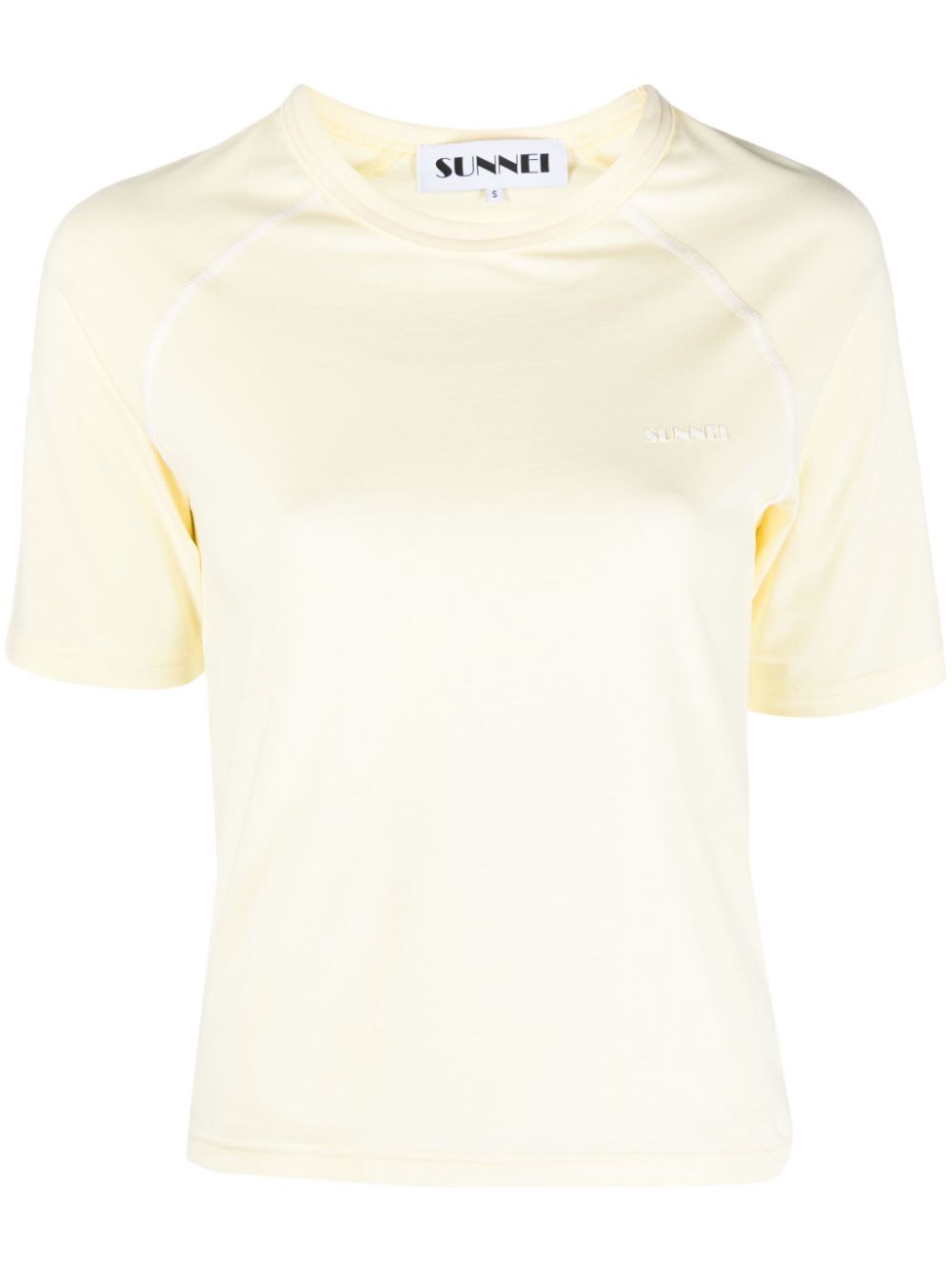 Sunnei Logo-embroidered Organic-cotton T-shirt In Yellow