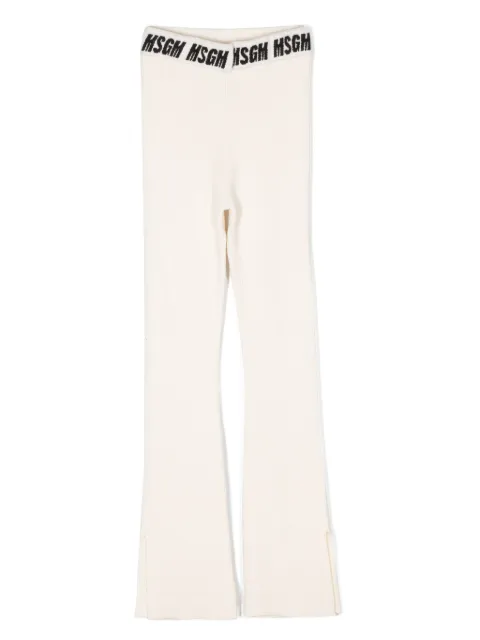 MSGM Kids intarsia knit-logo ribbed trousers