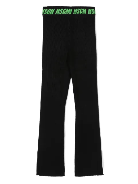 MSGM Kids logo-print ribbed trousers