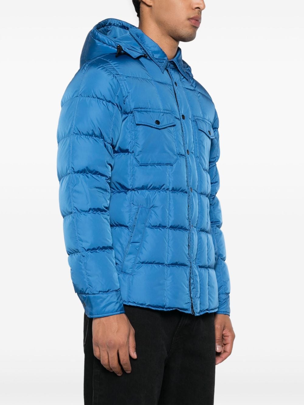 ASPESI checked hooded puffer jacket Blauw