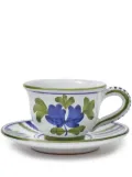 Cabana Blossom ceramic teacup and saucer - White
