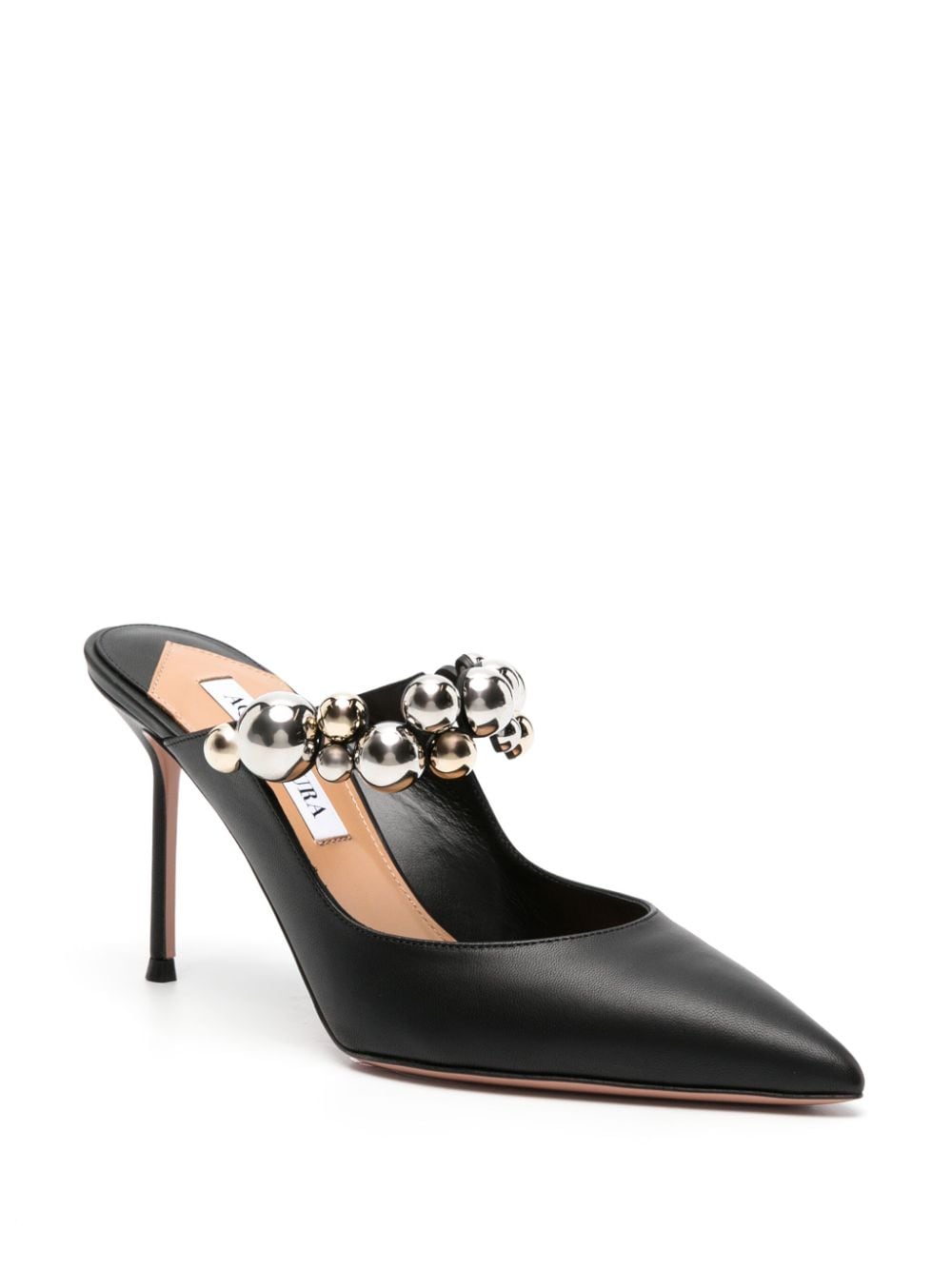 Shop Aquazzura Blemind 95mm Bead-embellished Pumps In Black