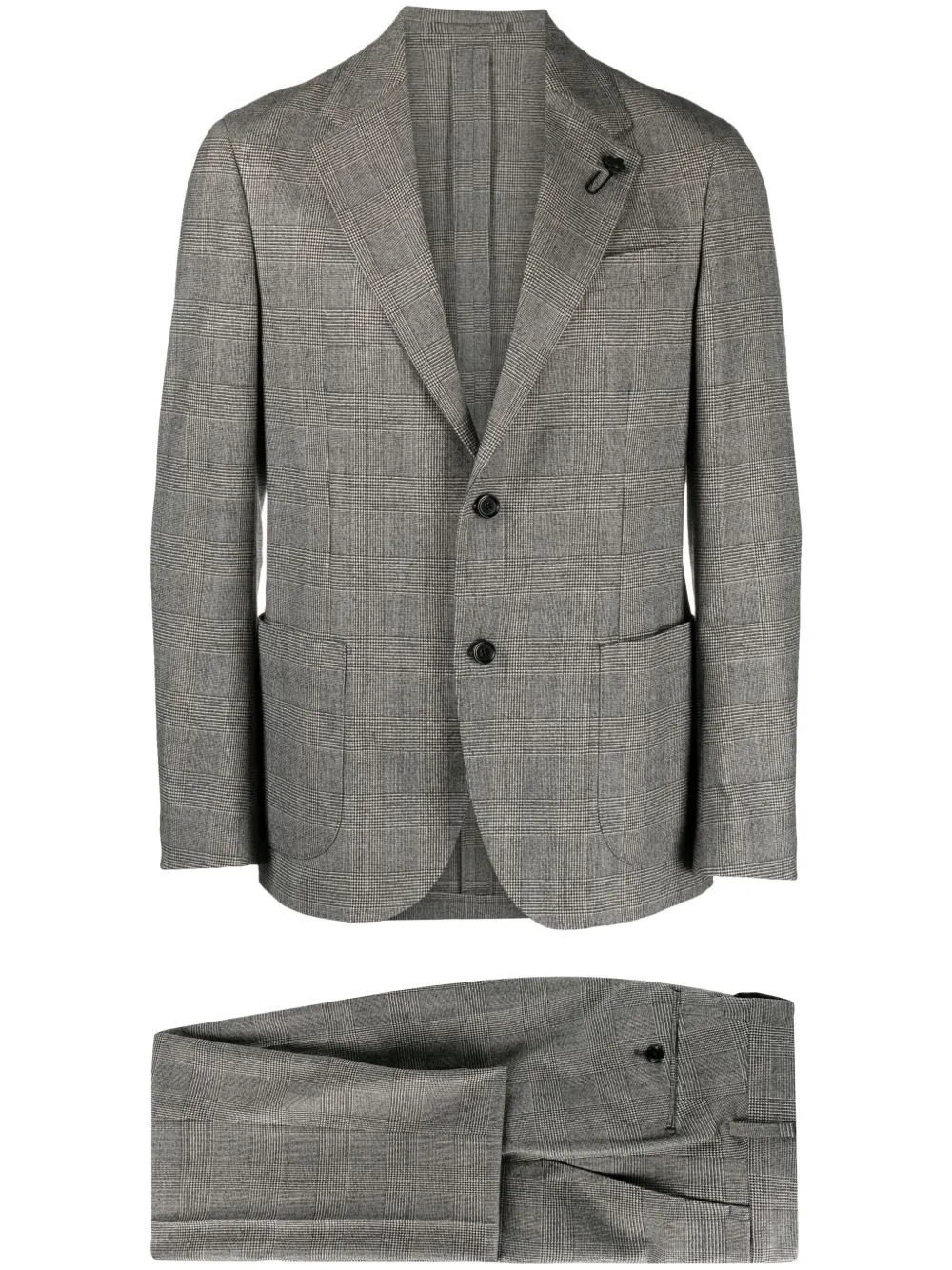 Lardini Prince of Wales single-breasted suit Grijs