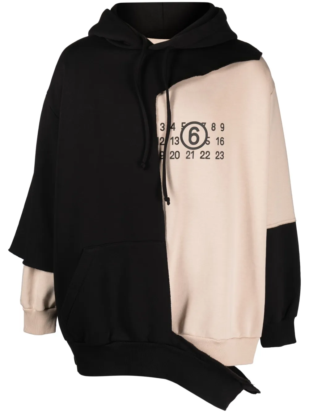 panelled asymmetric hoodie