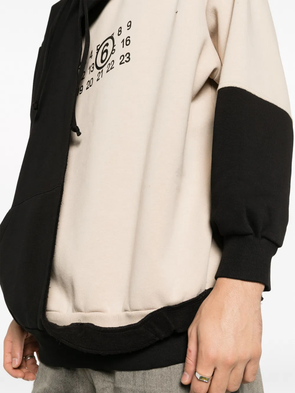 Shop Mm6 Maison Margiela Panelled Asymmetric Hoodie In Black