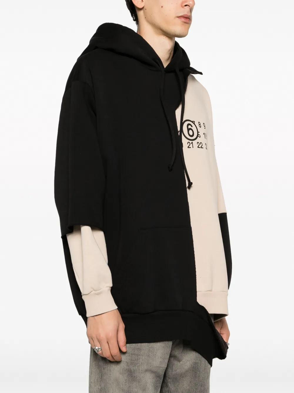 Shop Mm6 Maison Margiela Panelled Asymmetric Hoodie In Black